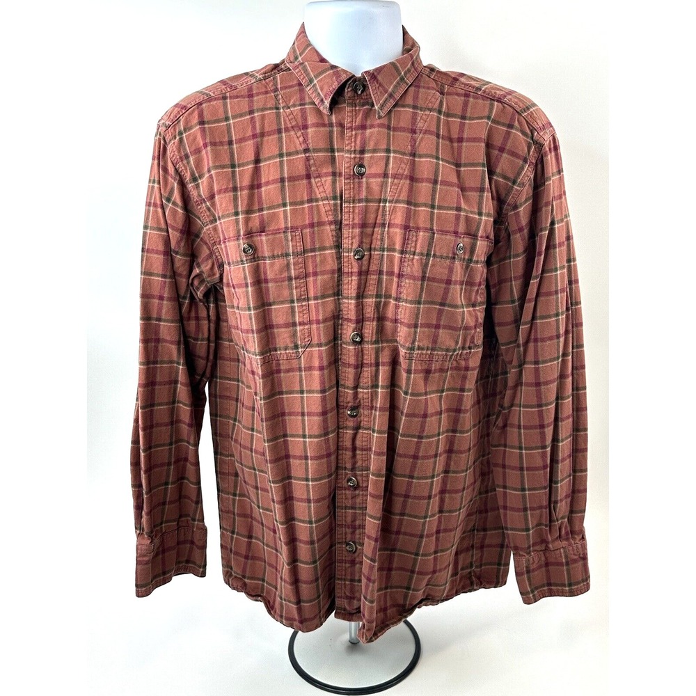 Stormy Kromer Flannel Shirt Mens Medium Red Plaid Button Up Made In USA